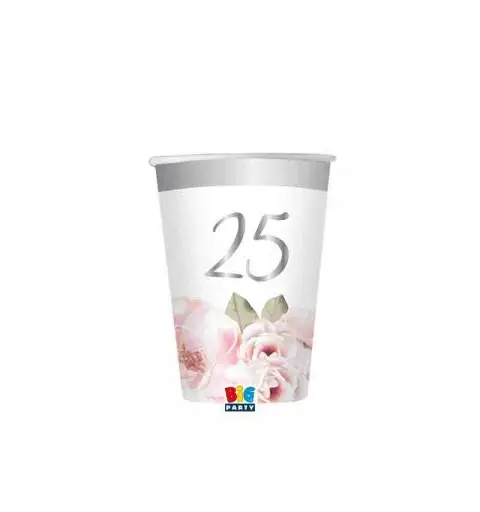 8 Bicchieri 200 cc 25° Anniversario Floral 74589