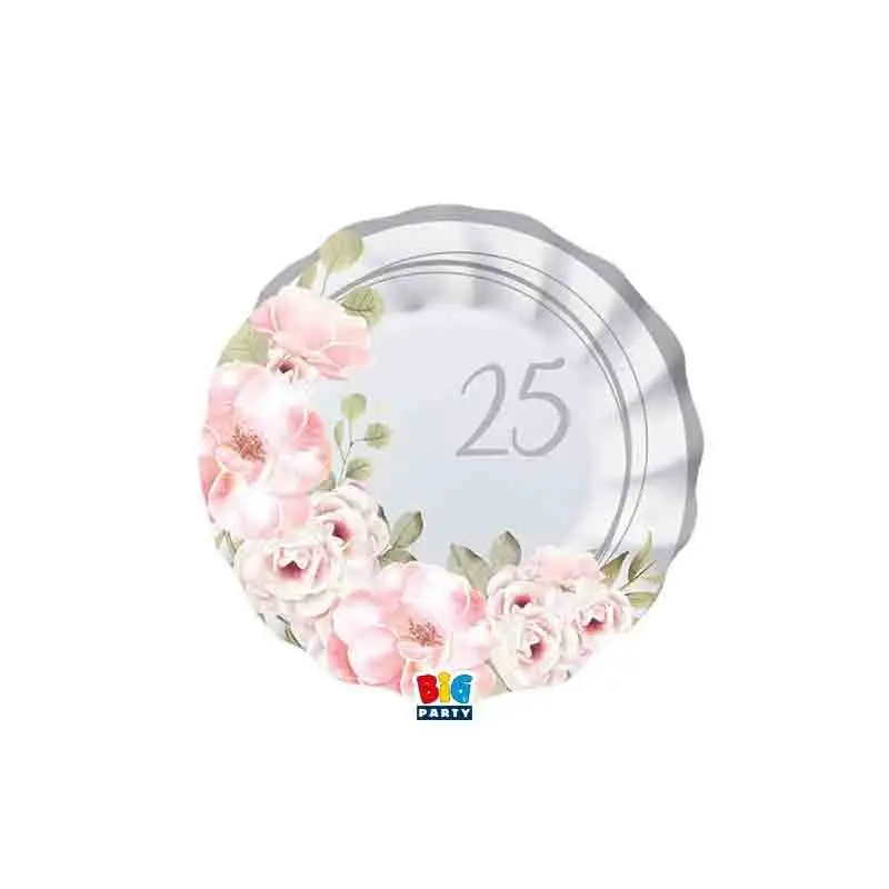 8 Piatti Ø 20 cm 25° Anniversario Floral 74588