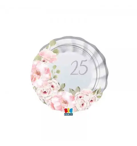 8 Piatti Ø 20 cm 25° Anniversario Floral 74588