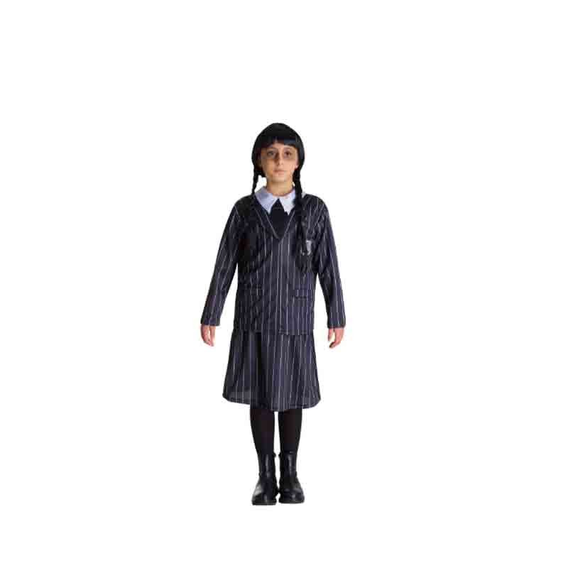 costume carnevale mercoledì addams divisa School Girl Horror 10/11 anni tg. S 1956