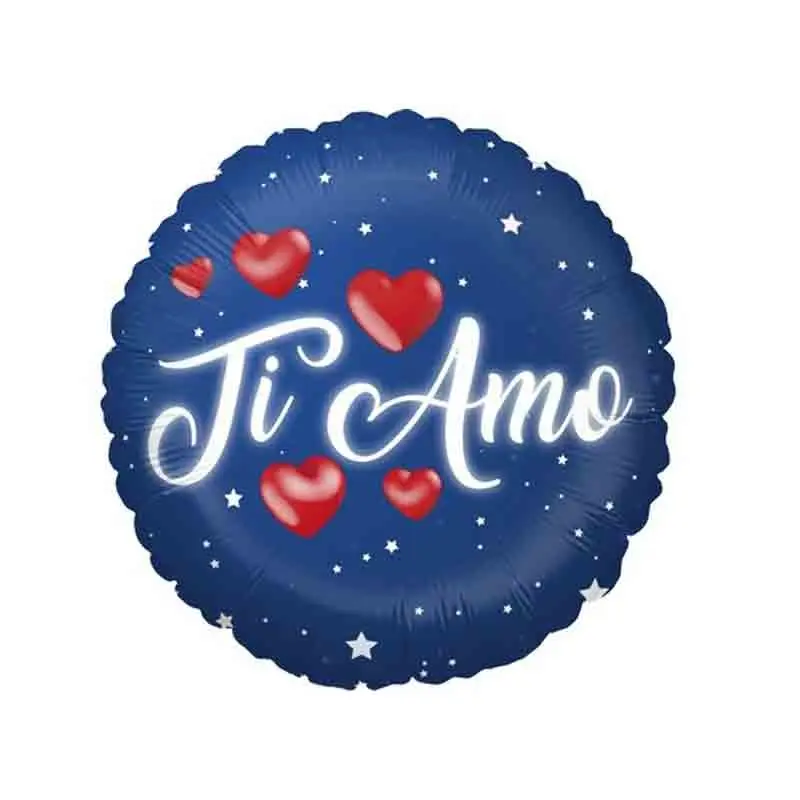 Pallone foil 42 cm blu ti amo con cuori e stelle 800024