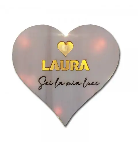 Cuore di Legno Luminoso Personalizzabile