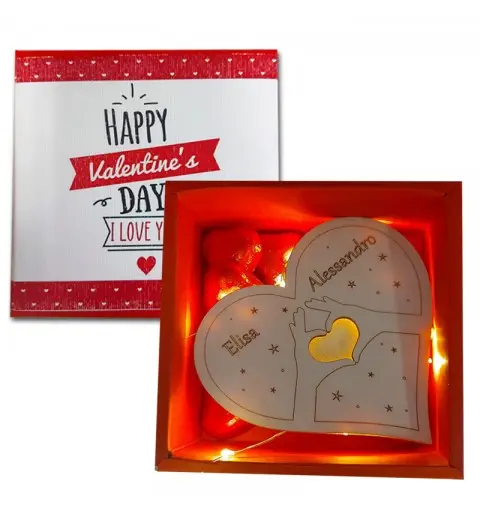 Cuore di Legno Luminoso personalizzabile con nomi