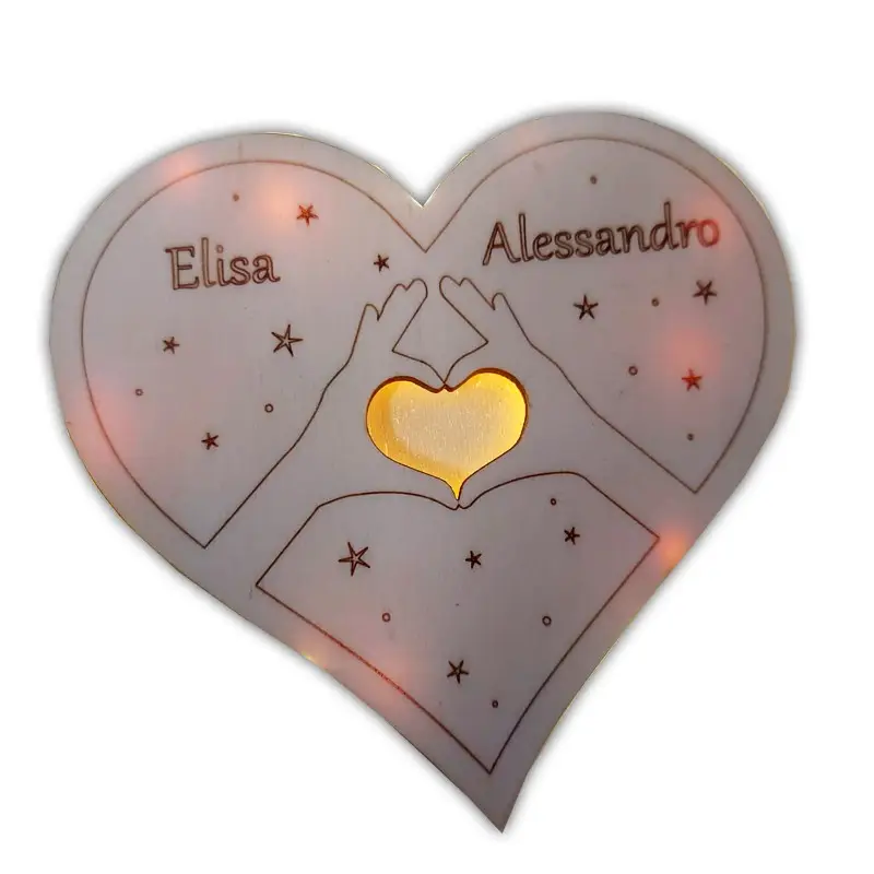 Cuore di Legno Luminoso personalizzabile con nomi