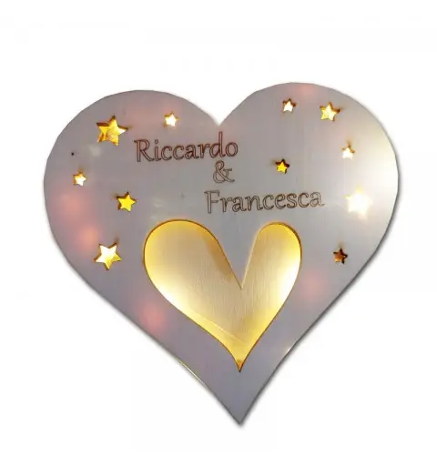 Cuore di Legno Luminoso regalo San Valentino