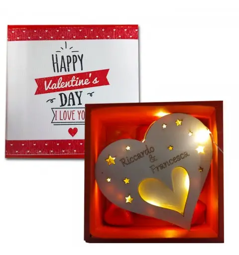 Cuore di Legno Luminoso regalo San Valentino
