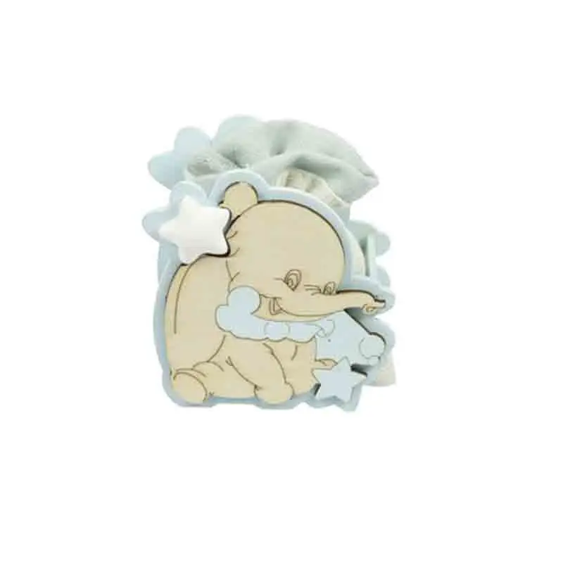 6 Scatoline porta confetti elefante con sacchetto celeste A2741-04