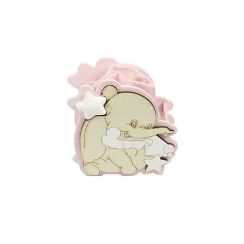 6 Scatoline porta confetti elefante con sacchetto rosa A2741-03