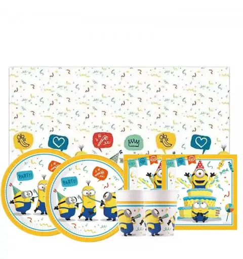 KIT 4 COORDINATO TAVOLA COMPLEANNO CATTIVISSIMO ME MINIONS