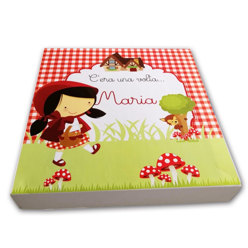 Set scatoline portaconfetti cubetto 20pz con Scatola Box Cappuccetto Rosso - Personalizzabile