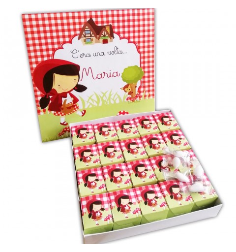 Set scatoline portaconfetti cubetto 20pz con Scatola Box Cappuccetto Rosso - Personalizzabile