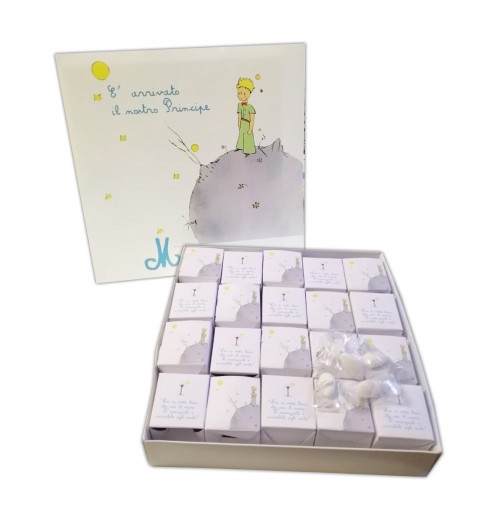 Set scatoline portaconfetti cubetto 20pz con Scatola Box Piccolo Principe - Personalizzabile