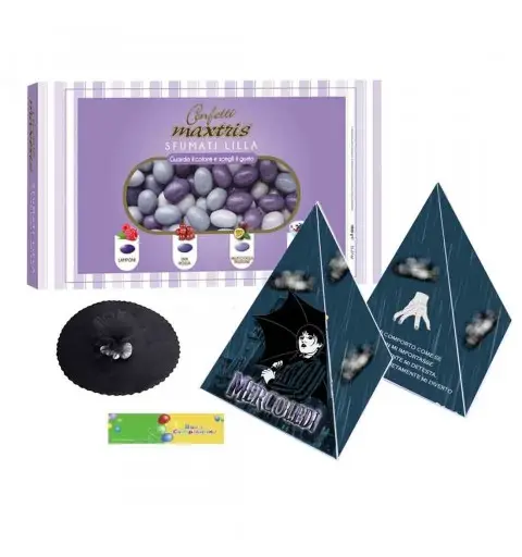 Regalini fine festa Mercoledì Addams scatoline piramidi e confetti - 30 PZ