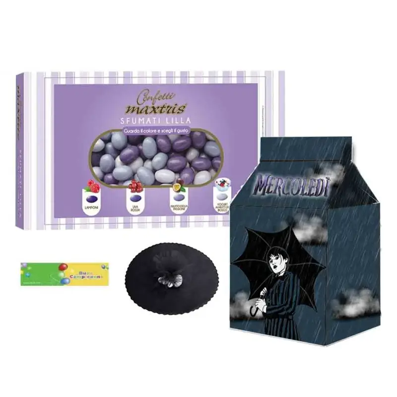 Regalini fine festa Mercoledì Addams scatoline milk e confetti - 30 PZ