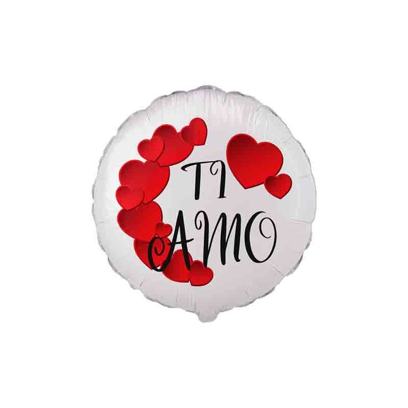palloncino foil Ti Amo con Cuori Tondo 18 43 cm PAL4163-18