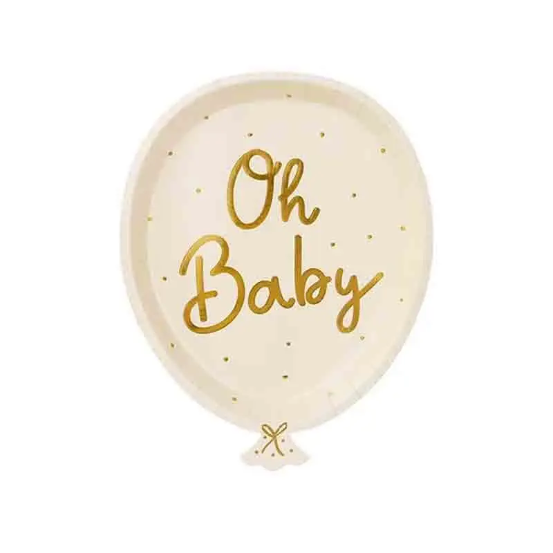 6 Piatti Oh baby a forma di palloncino mix 17,5x22 cm TPP79