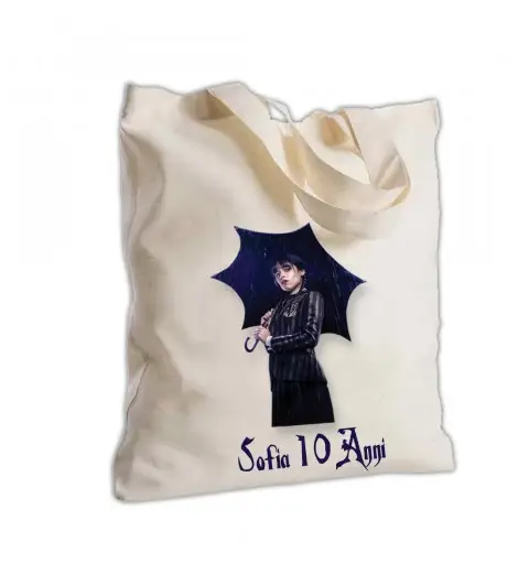 Borsa Shopper in Tessuto Mercoledì addams Personalizzabile 2pz
