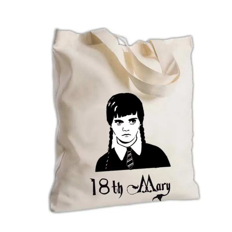 Borsa Shopper in Tessuto Mercoledì addams Personalizzabile 2pz