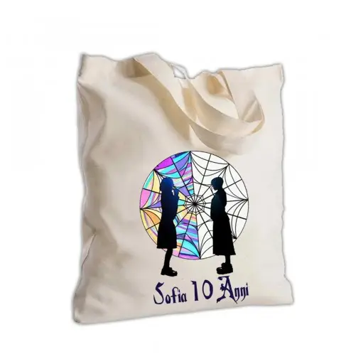 Borsa Shopper in Tessuto Mercoledì addams Personalizzabile 2pz