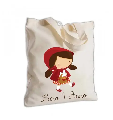 Borsa Shopper in Tessuto Cappuccetto Rosso Personalizzabile - 2pz