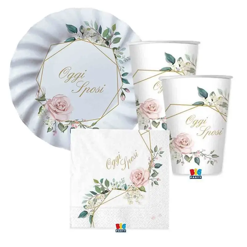 KIT COORDINATO OGGI SPOSI FLORAL GEOMETRIC PER 16 PERSONE