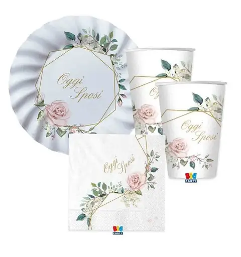 KIT COORDINATO OGGI SPOSI FLORAL GEOMETRIC PER 16 PERSONE