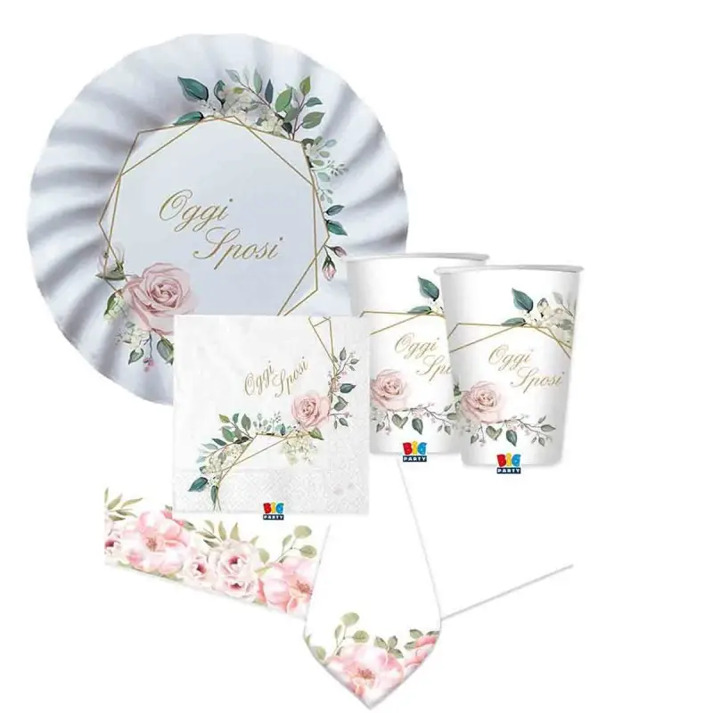 KIT COORDINATO OGGI SPOSI FLORAL GEOMETRIC PER 40 PERSONE