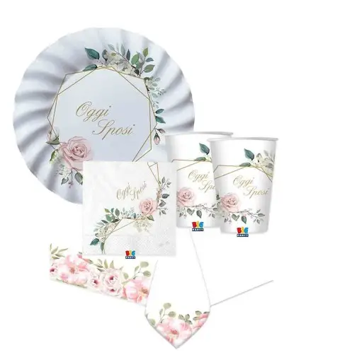 KIT COORDINATO OGGI SPOSI FLORAL GEOMETRIC PER 40 PERSONE