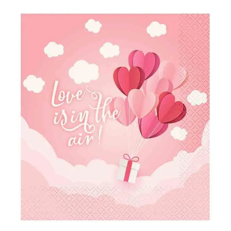 20 Tovaglioli di carta Love Is In The Air rosa 33x33 cm PG-SLR2