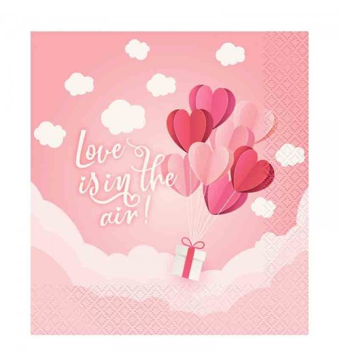 20 Tovaglioli di carta Love Is In The Air rosa 33x33 cm PG-SLR2