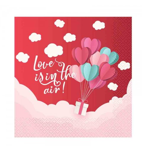 20 Tovaglioli di carta Love Is In The Air rosso 33x33 cm PG-SLC2