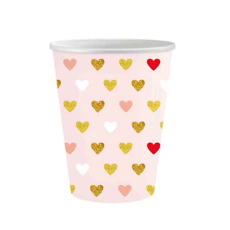 6 Bicchieri di carta collezione XOXO rosa 250 ml PG-KXR6