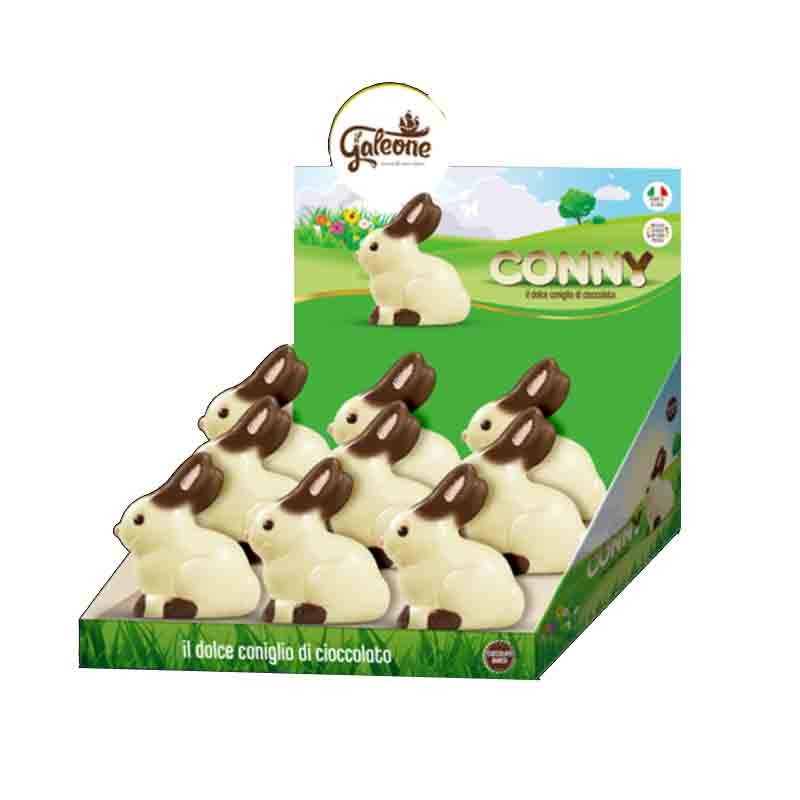 box 10 pz. dolce coniglio di cioccolato bianco decorato a mano 120 g
