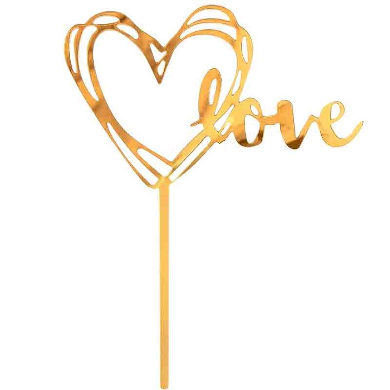 Cake topper in acrilico Love, oro, 13x10 cm PF-DALO