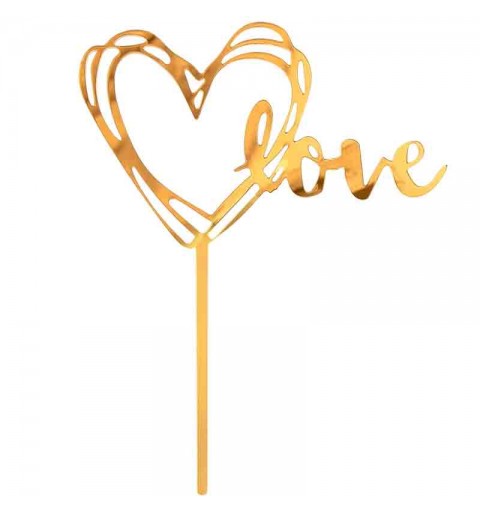 Cake topper in acrilico Love, oro, 13x10 cm PF-DALO