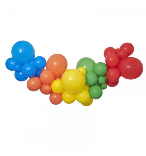 Ghirlanda di palloncini fai da te Arcobaleno, 65 palloncini + nastro adesivo 031300