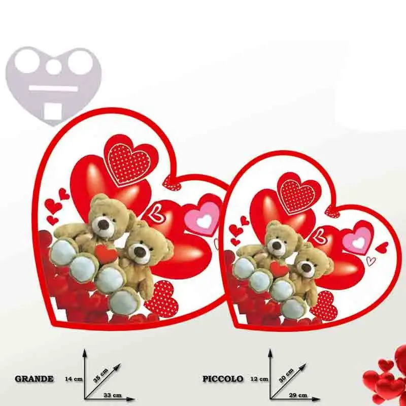 Set 2 scatola cuore colazione orsetti 14 x 35 x 33 cm 12 x 30 x 29 cm  66771