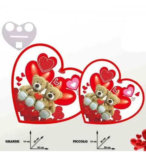 Set 2 scatola cuore colazione orsetti 14 x 35 x 33 cm 12 x 30 x 29 cm  66771