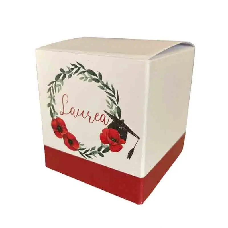 Scatolina Laurea Papaveri a cubetto - 1pz