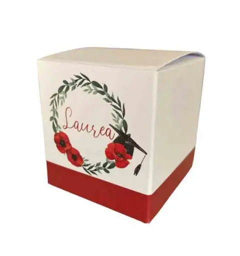 Scatolina Laurea Papaveri a cubetto - 1pz