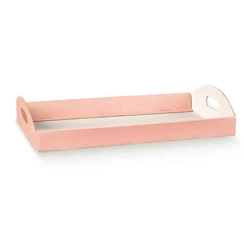 Contenitore in cartone con maniglie lino rosa cipria 17381 435 x 290 x 45 mm