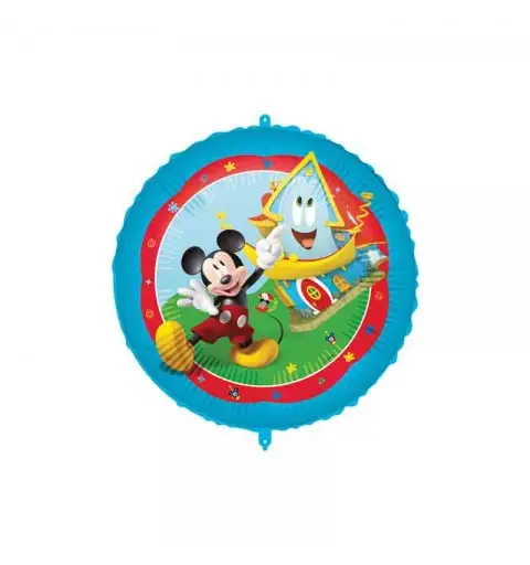 Palloncino foil tondo Topolino Rock the House Pesetto Nastrino Tondo 18 45 cm PR93829-01