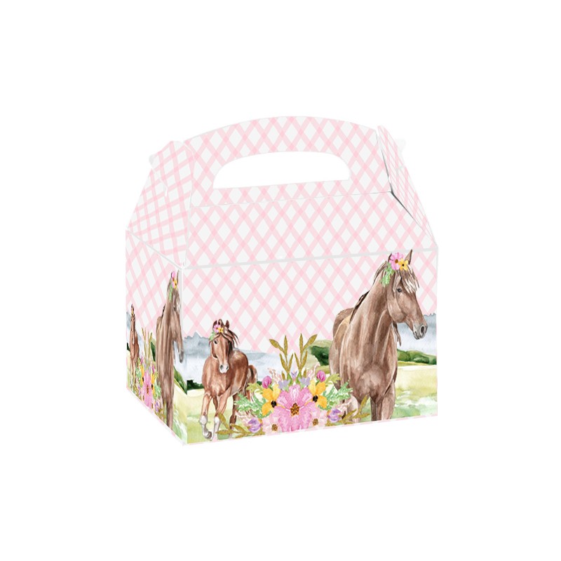 Box Contenitore Caramelle e Pop Corn tema cavalli rosa
