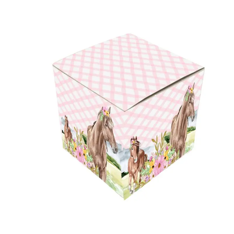 Scatolina Cavalli rosa a cubetto - 50 pz