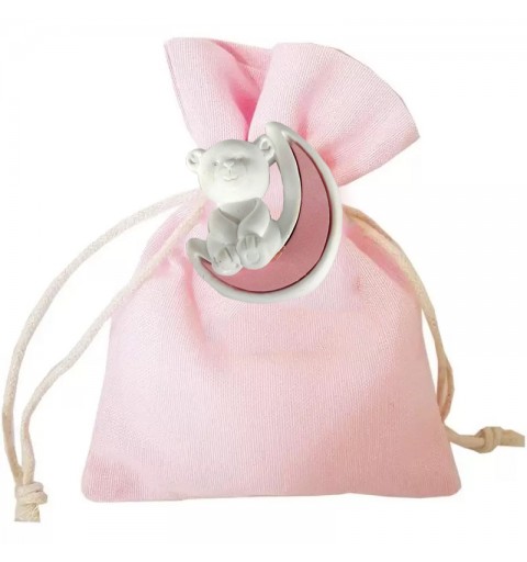Bomboniere gessetto orsetto con sacchetti rosa - 12 pz