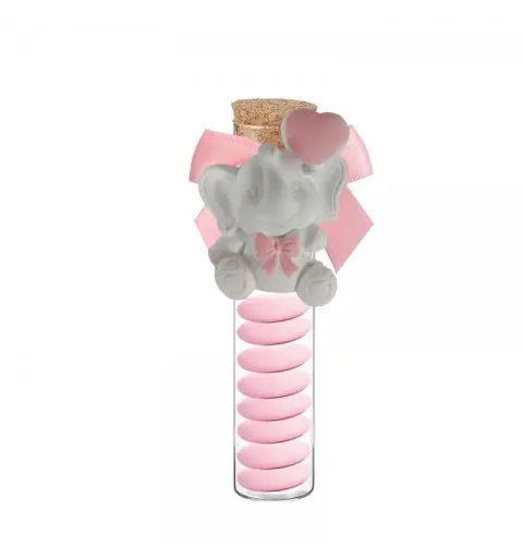 Provette bomboniera con gessetti elefantino rosa - 12 pz