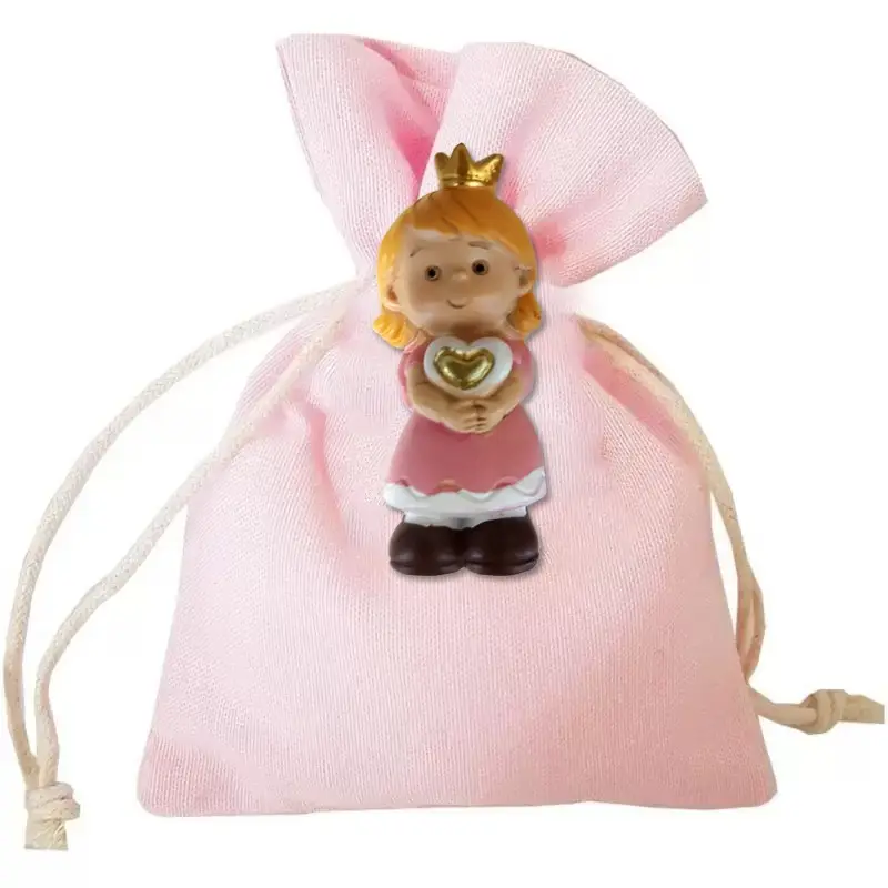 Bomboniere magnete principessa con sacchetti rosa 12 pz