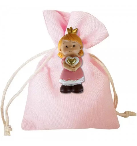 Bomboniere magnete principessa con sacchetti rosa 12 pz