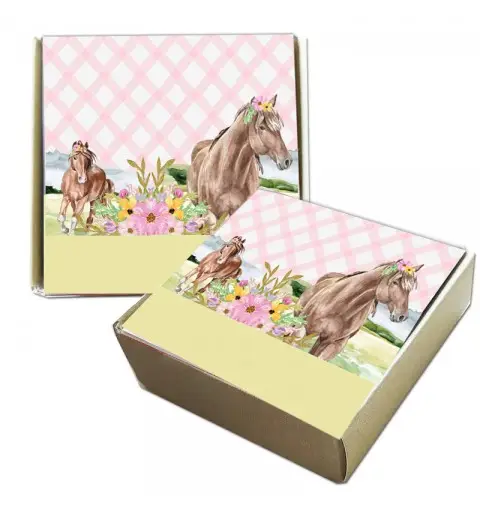 Scatolina Portaconfetti Mattonella cavalli rosa - 1 pz