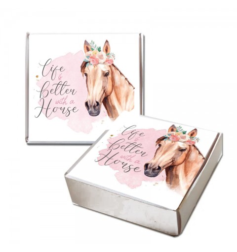Scatolina Portaconfetti Mattonella cavalli beautiful horses - 20 pz
